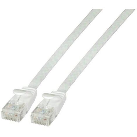 EFB Elektronik K8107WS.1,5 RJ45 Câble réseau, câble patch CAT 6a U/UTP 1.50 m blanc très flexible, ignifuge, sans halogène, avec cliquet d'encast D694011 (1/5)