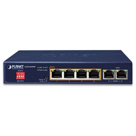 PLANET Technology PLANET GSD-604HP Switch 6P Gigabit dont 4 PoE+ 55W (1/2)