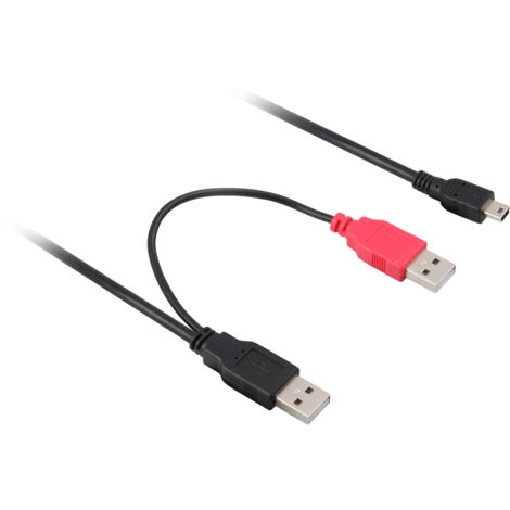 USB 2.0 Y-Kabel, 2x USB-A Stecker  Mini-USB Stecker Verwendung:  Anschließen externer Laufwerke + Stromversorgung (1/4)