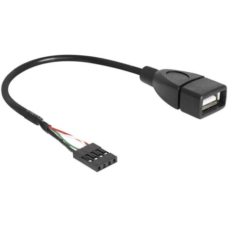 Delock Câble USB USB 2.0 En-tête de broche 4 pôles, USB-A femelle 0.20 m noir certifié UL 83291 D40254 (1/2)