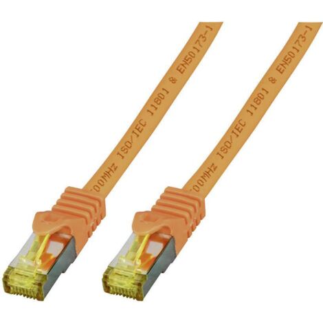 EFB Elektronik MK7001.1,5O RJ45 Câble réseau, câble patch CAT 6a (câble brut CAT 7) S/FTP 1.50 m orange ignifuge, sans halogène, avec cliquet d'e D693141 (1/5)