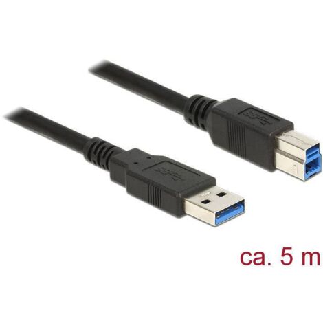 Delock Câble USB USB 3.2 Gen1 (USB 3.0) USB-A mâle, USB-B mâle 5.00 m noir contacts dorés 85070 C697411 (1/2)