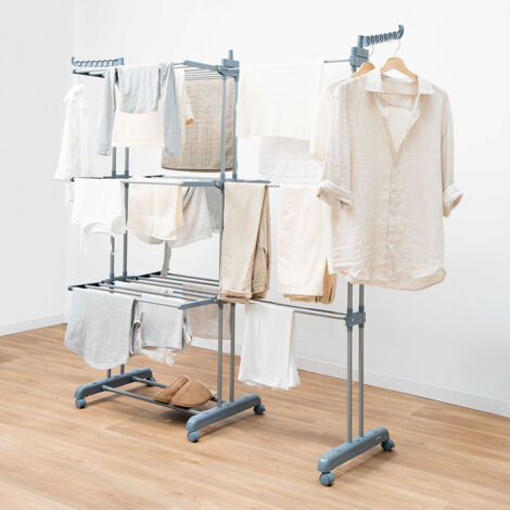 Étendoir pliant vertical extensible avec roues Dolver XL InnovaGoods 30 Barres (1/5)