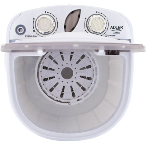 Mini machine à laver portable 3 kg – Classe énergétique A – Essorage 1 kg – Programme rapide 15 min – Faible consommation d'eau et d'énergie – Adler