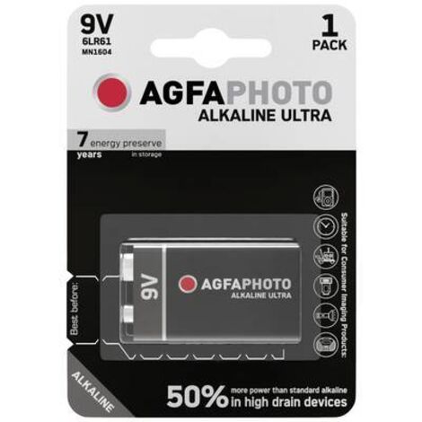 AgfaPhoto Ultra 6LR61 Pile 6LR61 (9V) alcaline(s) 9 V 1 pc(s) X240602 (1/2)