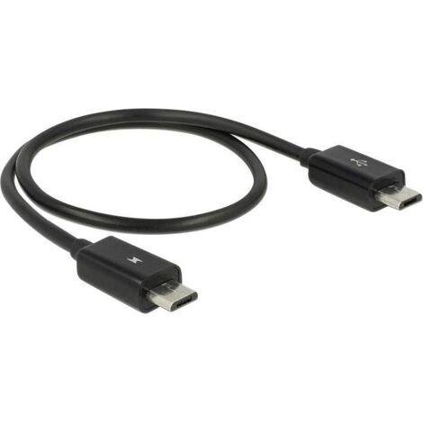 Delock Câble USB USB 2.0 USB-Micro-B mâle, USB-Micro-B mâle 0.30 m noir avec fonction OTG 83570 Y522461 (1/3)