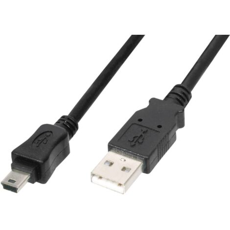 Digitus Câble USB USB 2.0 USB-A mâle, USB-Mini-B mâle 1.80 m noir avec fonction OTG AK-300108-018-S R43198 (1/3)