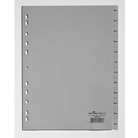 Durable Séparateur mensuel 6507-10 gris DIN A4 (1/2)