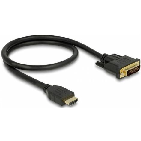 Câble de raccordement Delock HDMI / DVI Fiche mâle HDMI-A, Fiche mâle DVI-D 24+1 pôles 0.5 m noir 85651 blindage triple, contacts dorés Câble HD Y460103 (1/2)