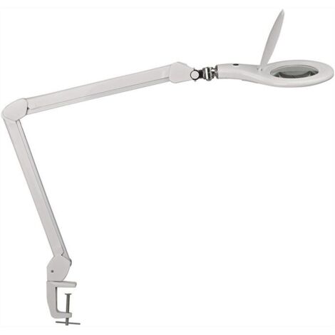 Lampe loupe LED avec lentille en verre, 127 mm (5 pouces), pince de table, blanche (1/7)