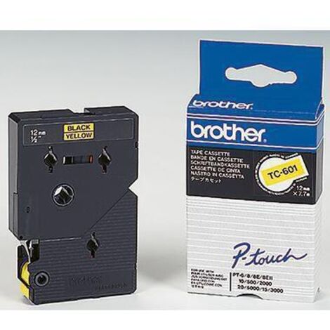 Ruban d'étiquetage Brother TC TC-601 Couleur de ruban: jaune Couleur de police:noir 12 mm 7.7 m (1/4)