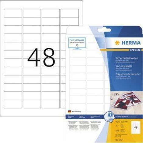 HERMA Etikett Sicherheit 4232 45,7x21,2mm weiß 1.200 St./Pack. (1/4)