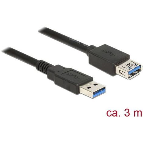 Delock Câble USB USB 3.2 Gen1 (USB 3.0) USB-A mâle, USB-A femelle 3.00 m noir contacts dorés 85057 C697821 (1/2)