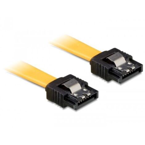 DeLOCK Cable SATA 3.0 SATA - SATA St/St 0,30m Clip Jaune (82805) (1/4)