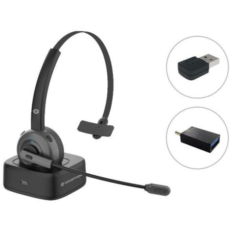 Conceptronic POLONA03BDA écouteur/casque Écouteurs Sans fil Arceau Bureau/Centre d'appels Bluetooth Socle de chargement Noir (1/2)