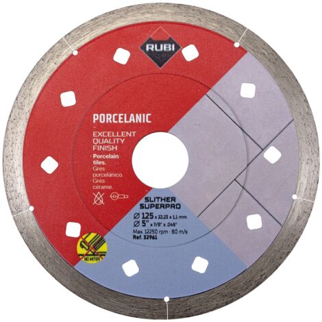 Rubi – Disque diamant 125 mm pour meuleuse – Épaisseur 1,1 mm – Technologie J-SLOT pour coupes fines sur porcelaine – Finition parfaite (1/2)