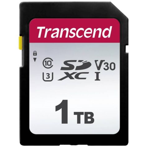 Transcend 1To SDXC 300S Carte Mémoire UHS- I, C10, U3, V30, 4K, Full HD - TS1TSDC300S (1/2)