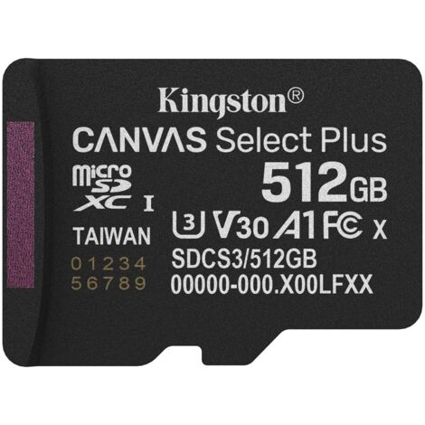 Kingston Technology 512GB micSDXC Canvas Select Plus Gen3 150R A1 (Adaptateur SD non inclus) (1/5)