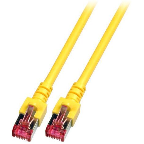 EFB Elektronik K5511.7,5 RJ45 Câble réseau, câble patch CAT 6 S/FTP 7.50 m jaune ignifuge, sans halogène, avec cliquet d'encastrement, contacts do D696101 (1/5)