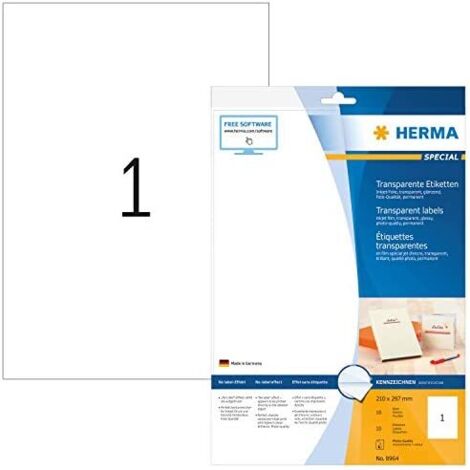 Herma 8964 Etiquette plastique 210 x 297 mm film transparent 10 pc(s) fixation permanente imprimante à jet d'encre (1/5)