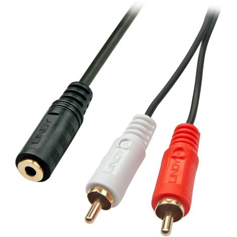 Câbles et adaptateurs audio vidéo LINDY Audiocable Stereo 3.5mm female / 2x RCA male 25cm gold plated (1/2)