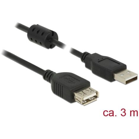 Delock Câble USB USB 2.0 USB-A mâle, USB-A femelle 3.00 m noir avec noyau en ferrite 84886 C697541 (1/4)