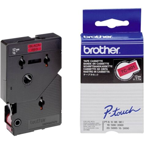 Ruban d'étiquetage Brother TC TC-401 Couleur de ruban: rouge Couleur de police:noir 12 mm 7.7 m (1/4)