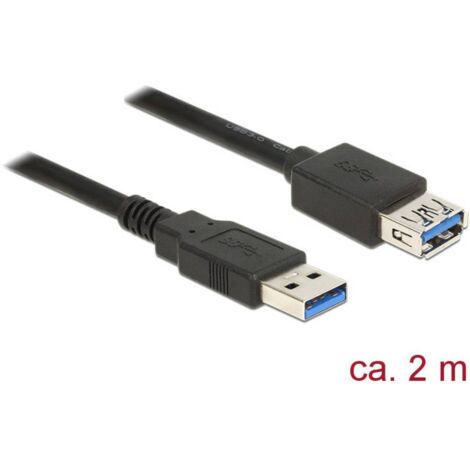 Delock Câble USB USB 3.2 Gen1 (USB 3.0) USB-A mâle, USB-A femelle 2.00 m noir contacts dorés 85056 C697851 (1/4)