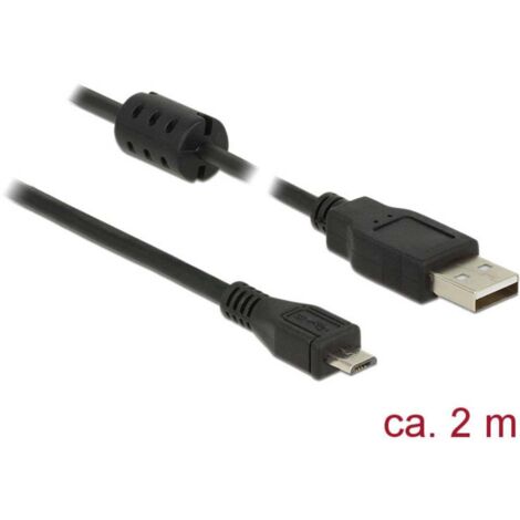 Delock Câble USB USB 2.0 USB-A mâle, USB-Micro-B mâle 2.00 m noir avec noyau en ferrite 84903 C697121 (1/4)