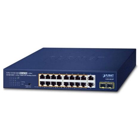 PLANET Technology Planet 16-Port 10/100/1000T 802.3at PoE+ 2-Port+ - 0,1 Gbps (GSD-2022P) (1/2)