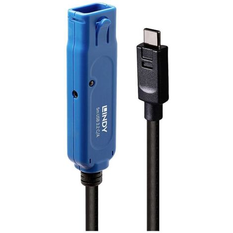 LINDY Câble USB USB 3.2 Gen1 USB-A femelle, USB-C® mâle 5.00 m noir/bleu 43380 (1/4)