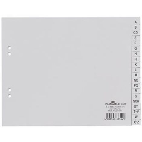 DURABLE Register 650010 DIN A4 teildeckend A-Z 20teilg PP grau (1/2)