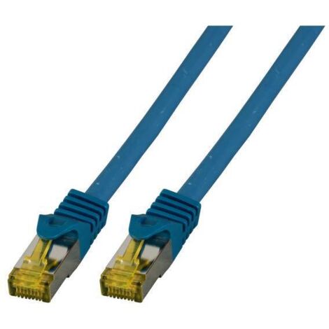 EFB Elektronik MK7001.1,5BL RJ45 Câble réseau, câble patch CAT 6a (câble brut CAT 7) S/FTP 1.50 m bleu ignifuge, sans halogène, avec cliquet d'en D696991 (1/5)