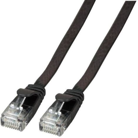 EFB Elektronik K8107SW.0,5 RJ45 Câble réseau, câble patch CAT 6a U/UTP 0.50 m noir très flexible, ignifuge, sans halogène, avec cliquet d'encastr D698521 (1/5)