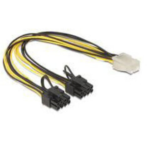 DeLOCK 83433 Cable de Internal Power 0.3 m - Cables de Internal Power (0.3 m, pci-e (6+2 Pin), pci-e (6-Pin), Male/Female, Black, White, Yellow). (1/2)