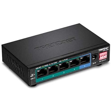 TRENDnet TPE-LG50 Commutateur PoE+ longue portée Gigabit à 5 ports, 4 ports PoE+, 1 port Gigabit, le commutateur (1/5)
