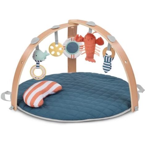 Tapis d'éveil réversible INGENUITY Cozy Spot rond avec arche bois et 5 jouets (1/5)