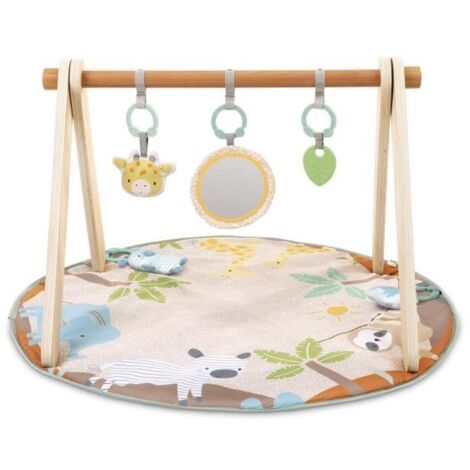 INGENUITY Tapis d'éveil bébé pliable WonderWood, rond avec arche de jeux en bois, mirroir et jouets bébé (1/5)