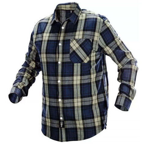 Chemise en flanelle bleu marine, vert olive et noire, taille M (1/4)