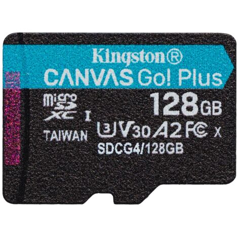 Kingston Technology Carte microSDXC Canvas Go Plus Gen4 200R A2 U3 de 128 Go, pack unique sans ADP (1/5)