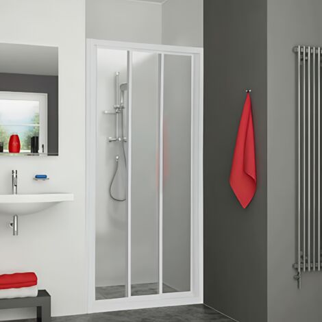 Paroi de douche coulissante largeur 120 cm hauteur 190 cm blanc verre clair clean (1/2)