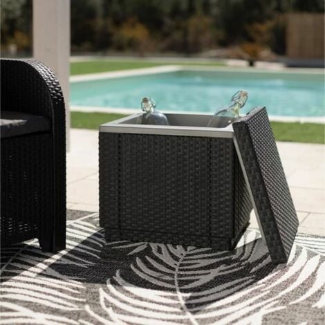 ALLIBERT Table basse isotherme imitation resine tressee - Gris