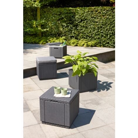 ALLIBERT Table basse isotherme imitation resine tressee - Gris