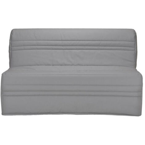 Les Tendances – Banquette BZ 3 places en tissu 100 % coton gris clair – Dimensions L 143 x P 97 x H 89 cm – Couchage 140 x 190 cm