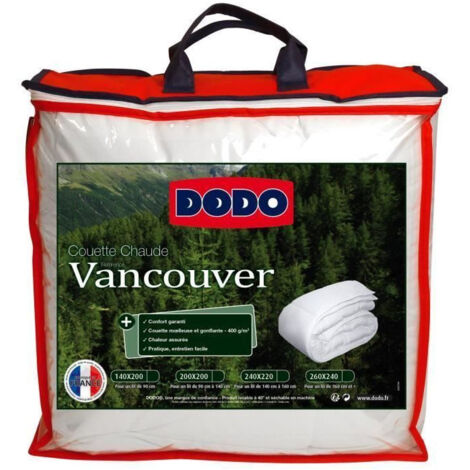 Dodo – Couette chaude 400gr/m² 140x200 cm blanc – Enveloppe 80% polyester 20% coton – Garnissage 100% polyester – Confort optimal pour nuits froides