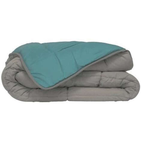 Couette légère microfibre 200g/m² 140x200 cm – Garnissage fibres creuses siliconées – Lavable 40°C – Couleur galet et lac