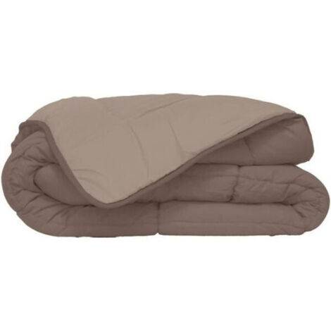 Les Tendances – Couette légère 140 x 200 cm – Microfibre taupe – Garnissage polyester fibres creuses – Lavable en machine 40°C – Traitement ignifuge STOPFLAM