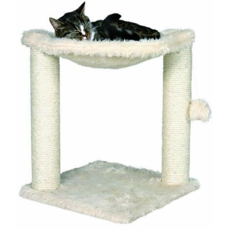 Trixie – Arbre à chat avec griffoir et hamac 50 cm – Base stable 41 x 41 cm – Matériaux : sisal naturel et peluche épaisse – Couleur crème