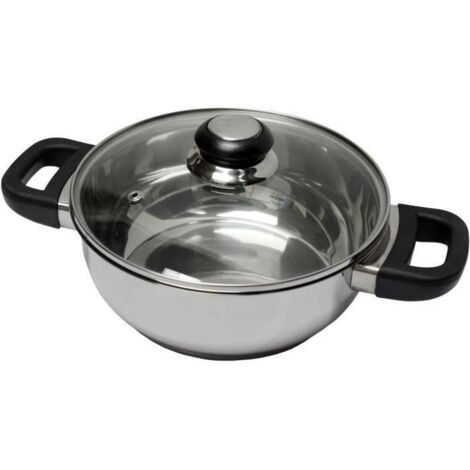 BAUMALU 331974 Faitout 24 cm inox + couvercle verre Saphir bakelite (1/2)