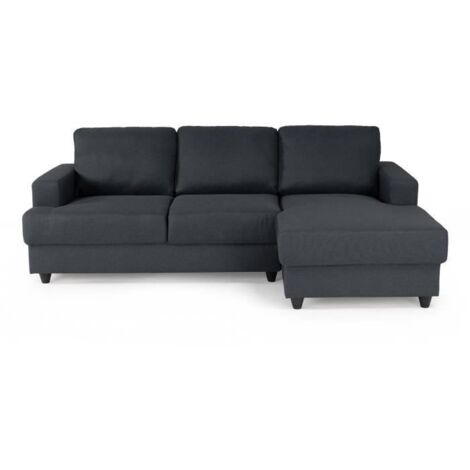 Les Tendances – Canapé d'angle droit 4 places – Tissu 100% polyester gris anthracite – Dimensions L 215 x P 140 x H 86 cm – Confort mi-ferme (1/5)